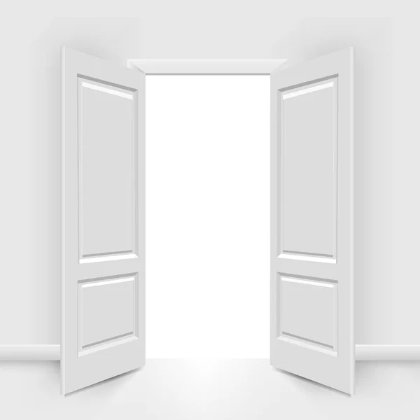 Открытые белые двери — стоковый вектор