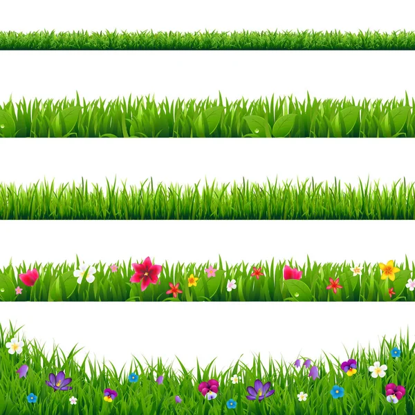 Ensemble de bordures en herbe — Image vectorielle