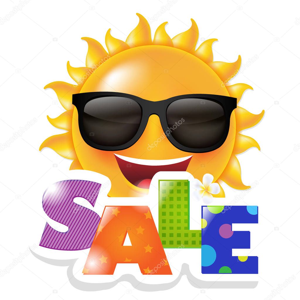 Sun Smile Sale, With Gradient Mesh, Vector Illustration