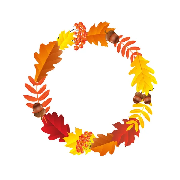 Autumn Wreath made of leaves — Stock Vector