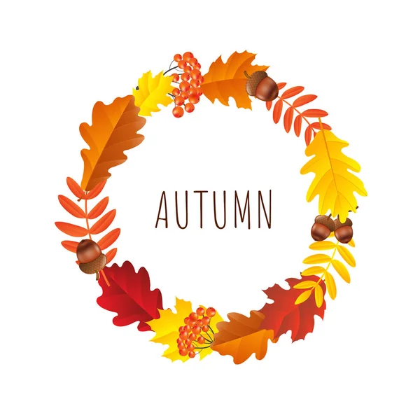Herbstkranz aus Blättern — Stockvektor