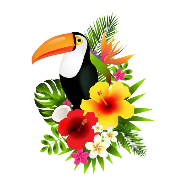 Toucans ve çiçek şekil — Stok Vektör