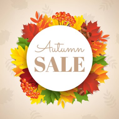 Yapraklı Sonbahar İndirim Posteri