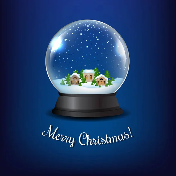Winter Snow Globe With Blue Background — Stock Vector