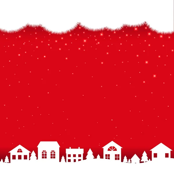 Xmas Postcard With Houses — Stock Vector