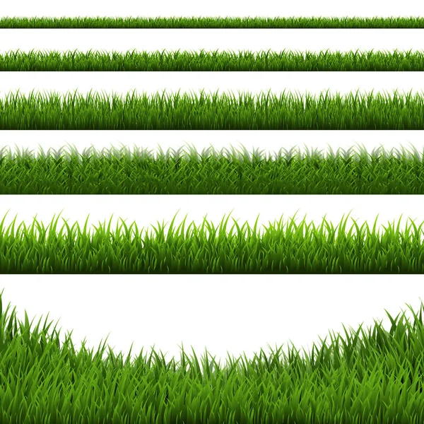 Σετ Περίγραμμα Πράσινο Γρασίδι Εικονογράφηση Διάνυσμα — Διανυσματικό Αρχείο