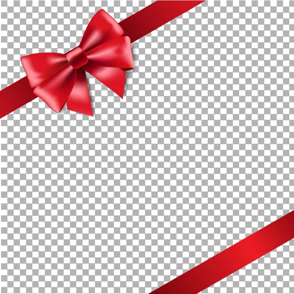 Christmas Poster Beautiful Red Bow Checkered Background — Stock Vector