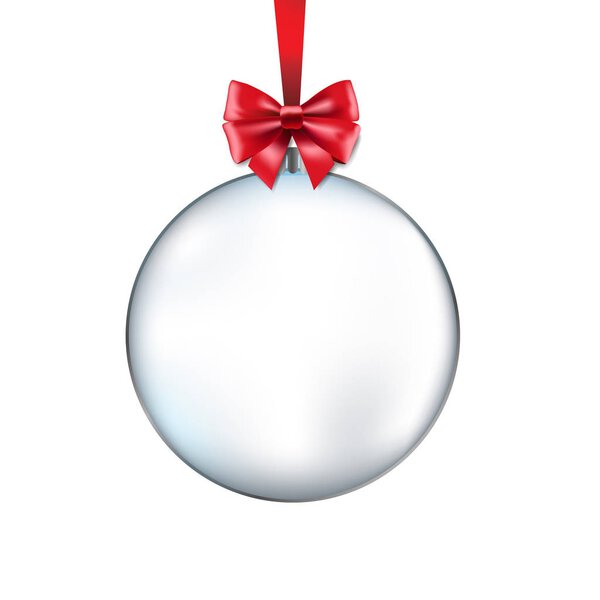 christmas transparent ball With red bow  