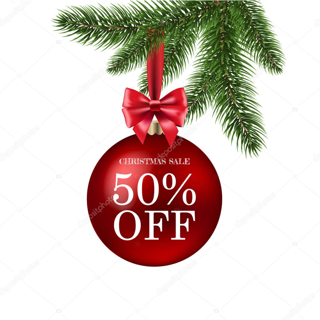 Xmas Sale Poster With Gradient Mesh, Vector Illustration