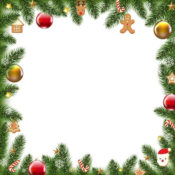 Frontera de Navidad con árbol de piel — Archivo Imágenes Vectoriales