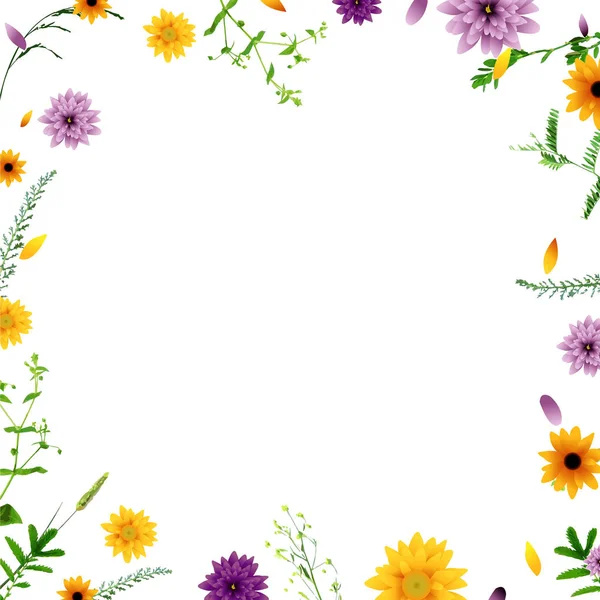 Cartaz Com Coleção Flores Primavera Vetor Ilustração —  Vetores de Stock