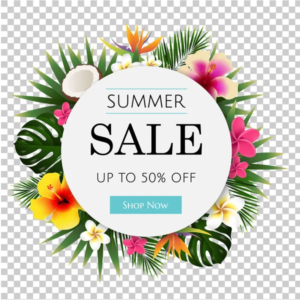 Summer Sale Tropical Banner Vector Illustration — Stock Vector