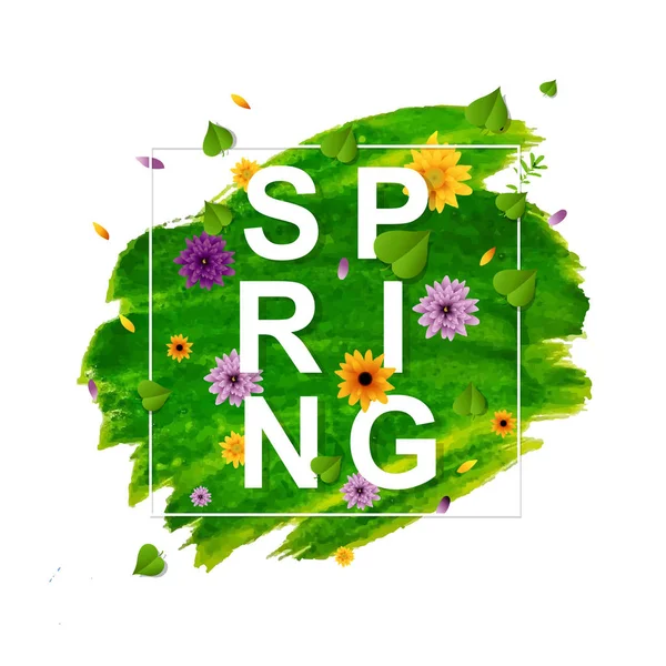 Lente Banner Met Florale Frame Vector Illustratie — Stockvector