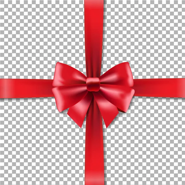 Κόκκινο Δώρο Κορδέλες Φιόγκο Στο Τετραγωνισμένο Φόντο Διάνυσμα Εικονογράφηση — Διανυσματικό Αρχείο