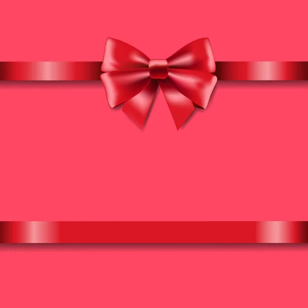 ピンクの背景 ベクトル イラストに弓と赤いギフト リボン — ストックベクタ