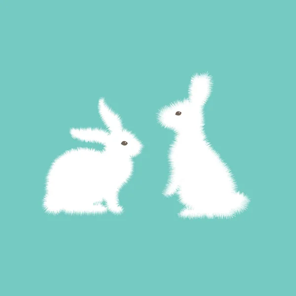 Easter Card White Rabbits Vector Illustration — Stock Vector