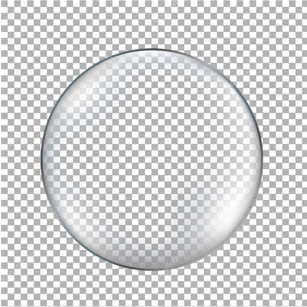 transparent glass ball on checkered background, vector, illustration 