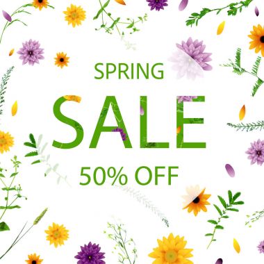 Bahar satış poster çiçek arka plan üzerinde