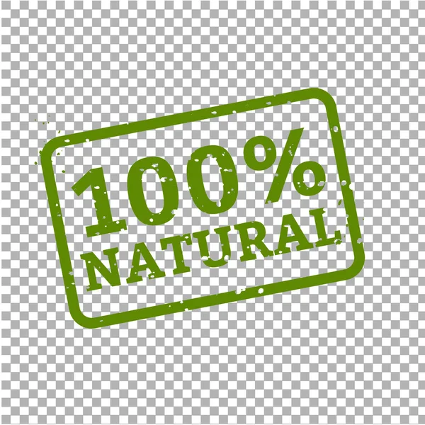 100 Natural Stamp Sign Transparent Background Vector Illustration — Stock Vector