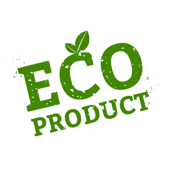Eco Produktu Zielony Znaczek Znak Białym Tle Ilustracji Wektorowych — Wektor stockowy