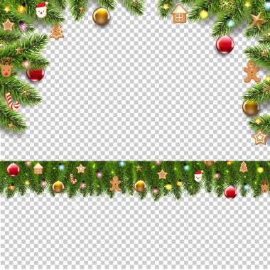 Noel ağacı sınırlarında Noel oyuncakları izole edilmiş
