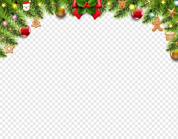 Bordure de Noël isolé fond transparent — Image vectorielle