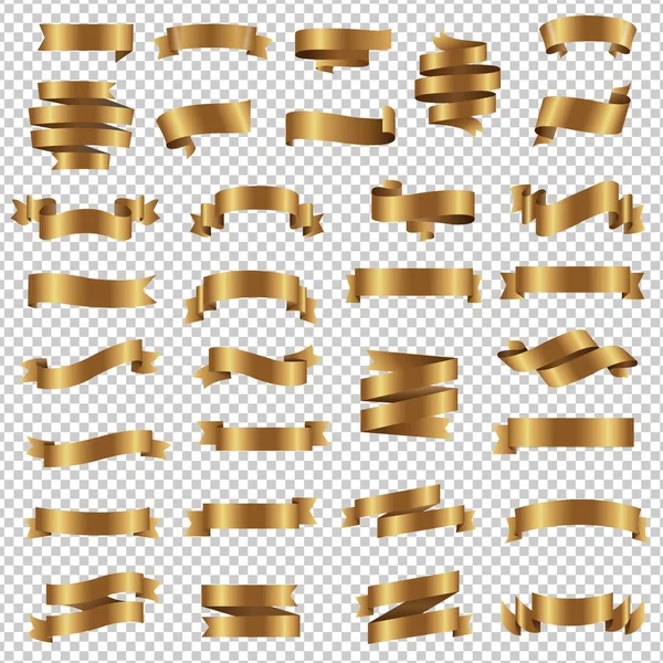 Golden Ribbon Set Izolowany przezroczysty tło — Wektor stockowy
