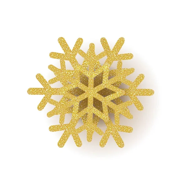 Golden Snowflake Isolated White Background — Stock Vector