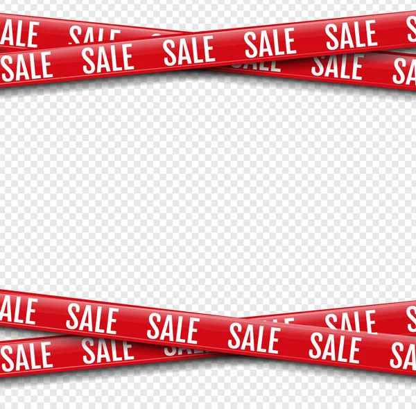 Red Promotional Sale Ribbon Transparent Background — Stock Vector