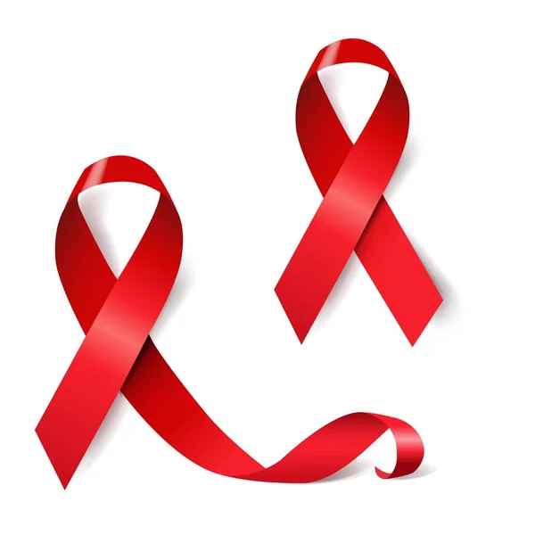 Červené Stuhy Symbol Světového Dne Aids — Stockový vektor