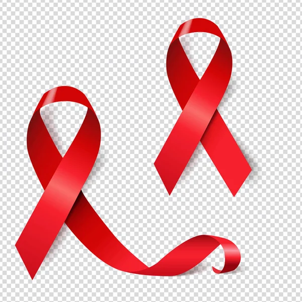 Ruban rouge Set Aids Day Illustration fond transparent — Image vectorielle