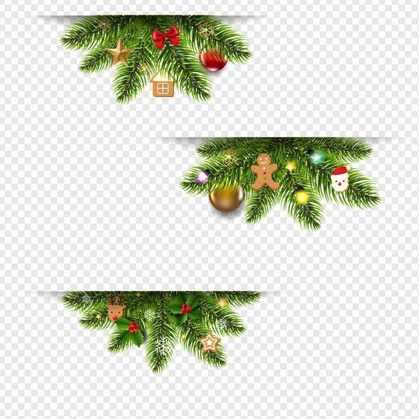 Christmas Banners Set With Christmas Toys And Christmas Tree Tra Royalty Free Stock Vectors