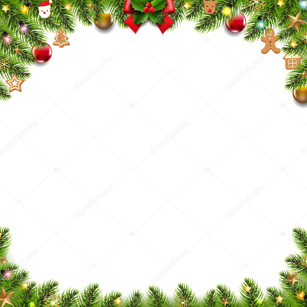 Christmas Banner With Christmas Toys White Background