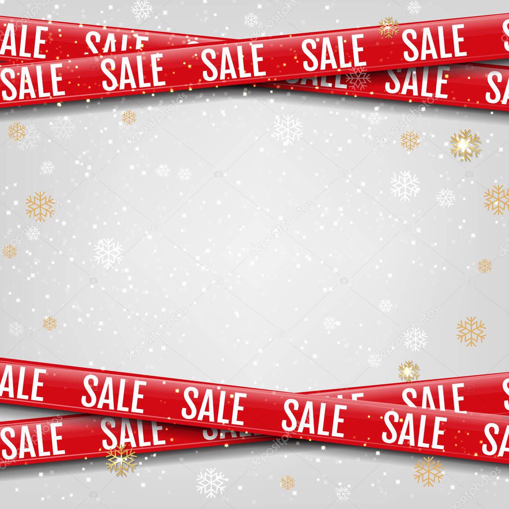 Promotional Sale Ribbon Grey Background