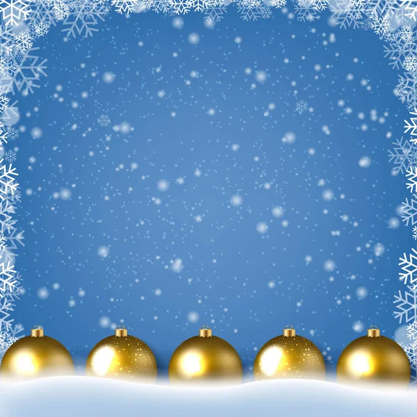 Bordure d'hiver avec neige et fond bleu — Image vectorielle