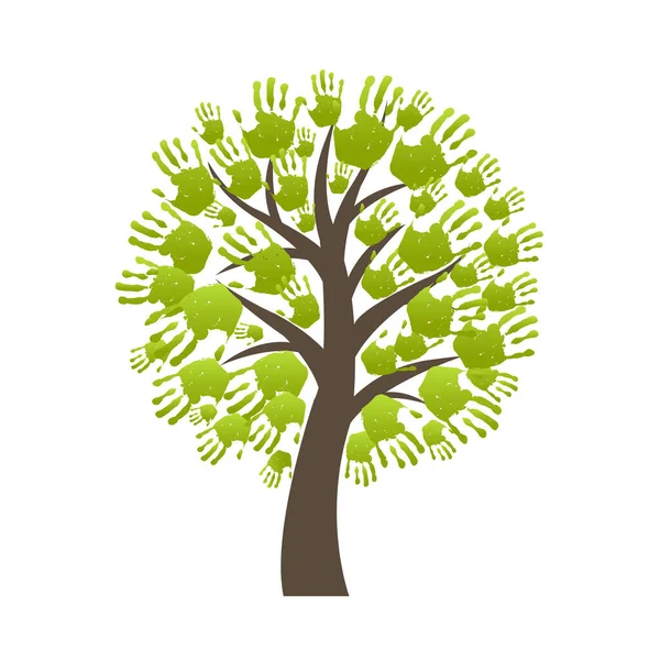 Зелене Дерево Ручного Друку Ізольований Білий Фон — стоковий вектор