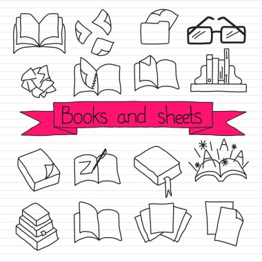 Kitap scetches Icon set