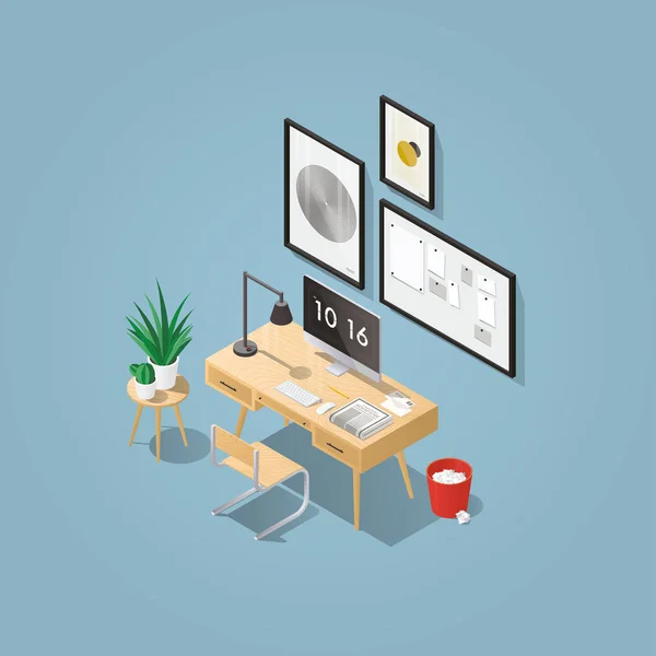 İzometrik ev ofis kavramı