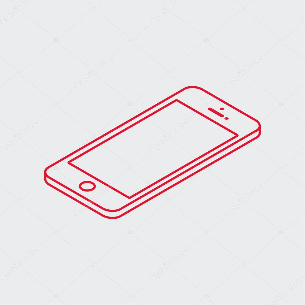 Outline Isometric Smart Phone Icon