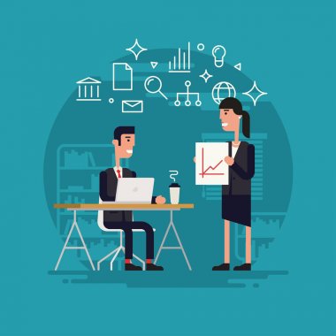 İş kadın sunum illüstrasyon