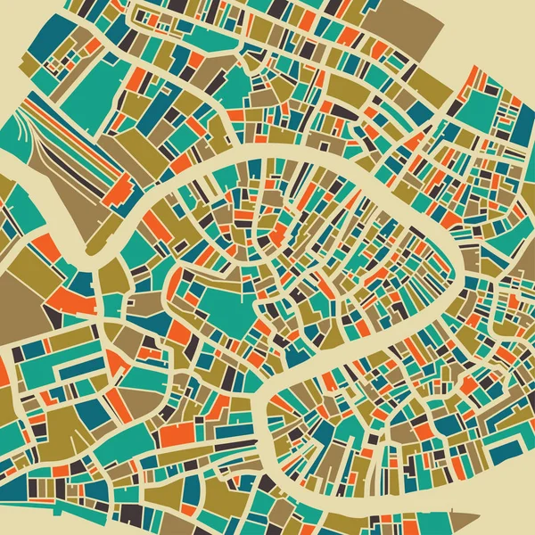 Venedig bunter Stadtplan — Stockvektor