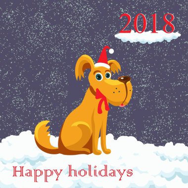 Noel köpek kutlama kırmızı bere desi karda Noel'de