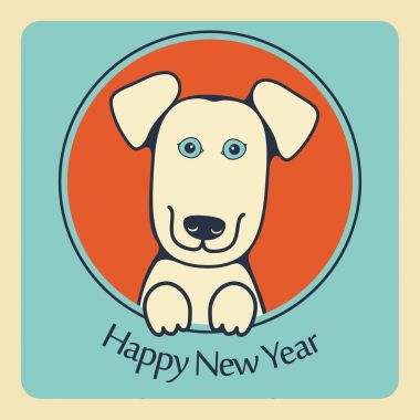 köpek Noel Noel amblemi bir daire tasarım Kartpostalı