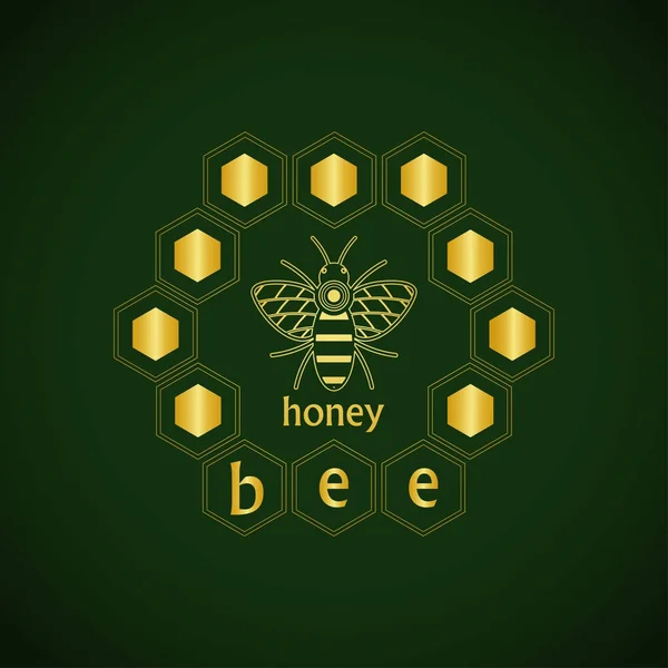 Emblem Bienendesign für Verpackung Corporate Identity dunkelgrün zurück — Stockvektor