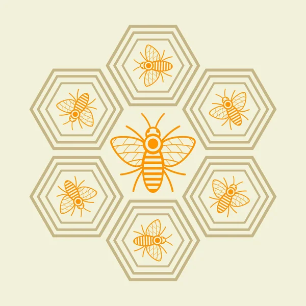 Emblem einer Wabenkonstruktion für Honigprodukte — Stockvektor