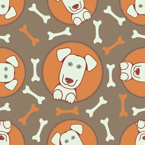 Seamless pattern of dog in circle Christmas new year greetings d — Free Stock Photo