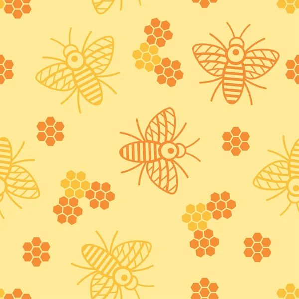 Seamless pattern with bees and honeycomb for wallpaper design — Stock Vector