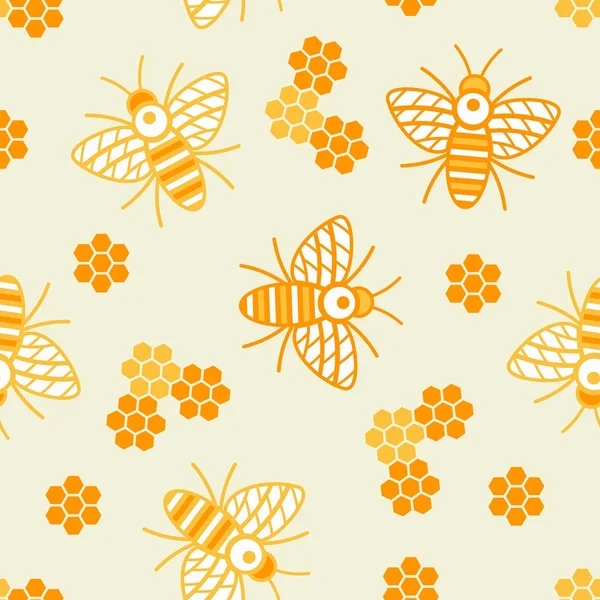 Padrão sem costura fundo abelhas favo de mel design embalagem tecido — Vetor de Stock