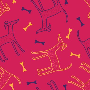 bir köpek ve kemik tasarım kağıt adam parlak seamless modeli