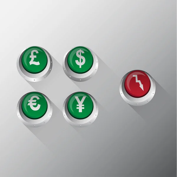 Currency Metallic Button vector Illustration — Stock Vector